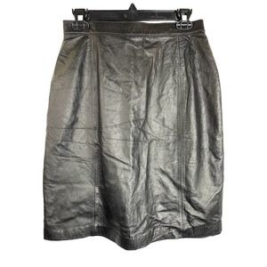 Vintage Rinzi Genuine Leather Black Pencil Skirt Size Medium